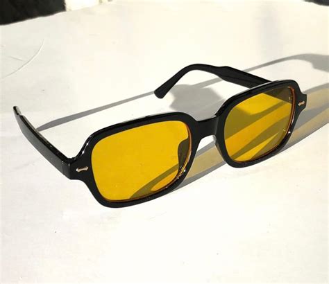 Oval Yellow Tinted Sunglasses Etsy