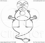 Genie Chubby Angry Vector Clipart Cartoon Outlined Coloring Thoman Cory Royalty sketch template