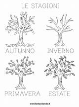 Stagioni Scheda Fantavolando Classe Quattro Alberi Illustrate sketch template