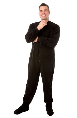 Micro Polar Fleece Adult Footed Onesie Pajamas In Black For Men And Women