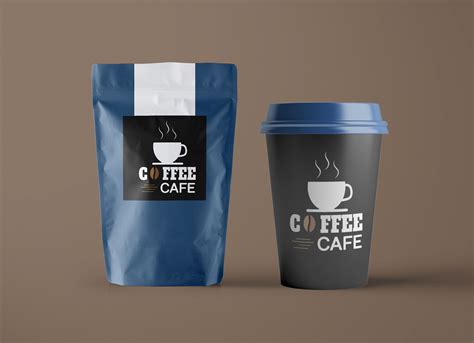 paper pouch coffee bag cup packaging mockup psd good mockups
