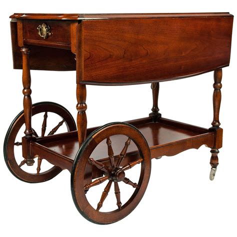 vintage wheeled mahogany wood bar cart  sale  stdibs