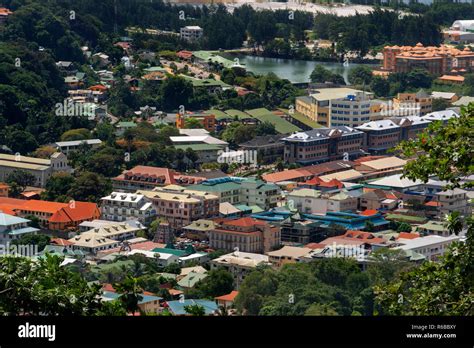 aerial view  victoria city center island  mahe seychelles indian