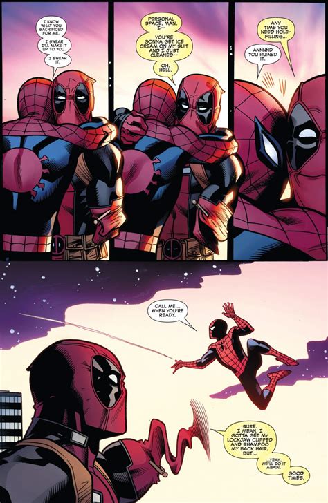 spider man and deadpool hugging comicnewbies