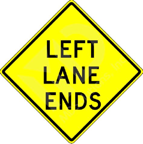 left lane ends sign