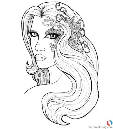 hipster coloring pages long hair girl  printable coloring pages