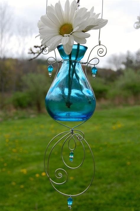 Hanging Glass Flower Vases And Planters In Bright Colors Etsy