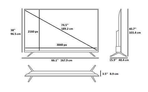 75 inch tv dimensions