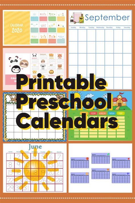 editable preschool calendar