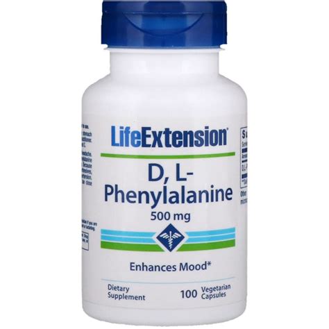 Life Extension D L Phenylalanine 500 Mg 100 Vegetarian Capsules