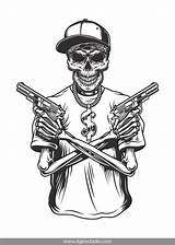 Skull Gangster Skeleton Dgimstudio sketch template