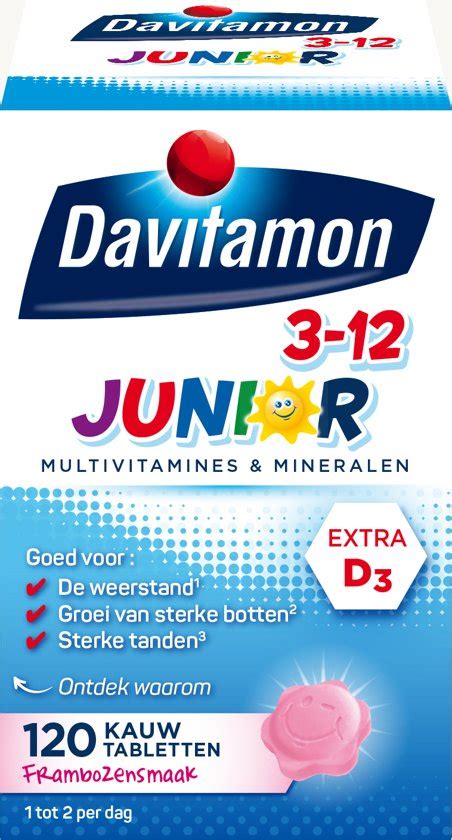bolcom davitamon junior  kauwvitamines kinder multivitamine framboos  tabletten