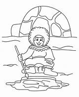 Coloring Inuit Spearing Fish sketch template
