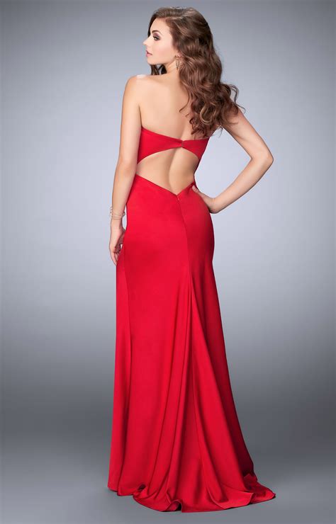 La Femme 23650 Sexy Strapless Gown With Cut Outs Prom Dress