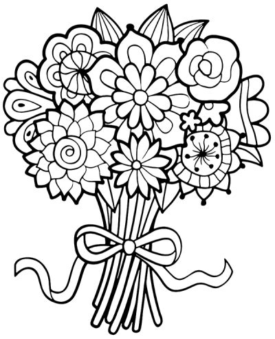 flowers bouquet coloring page  print