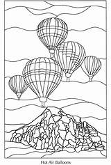 Coloring Pages Glass Stained Hot Air Balloon Pattern Sheets Book Ballons Colouring Patterns Balloons Dover Color Publications Splendor Nature Adults sketch template