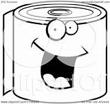 Toilet Paper Roll Clipart Cartoon Happy Coloring Smiling Cory Thoman Outlined Vector Clipartof sketch template