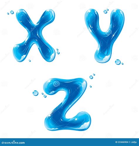 Abc Water Liquid Letter Set Capital X Y Z Stock Vector