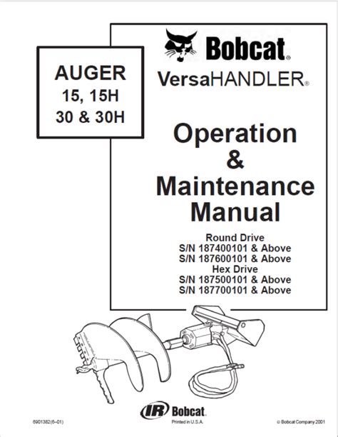 bobcat auger hh operation maintenance manual   heydownloads manual