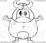 Bull Angry Coloring Chubby Clipart Cartoon Outlined Vector Head Cory Thoman Template Pages sketch template