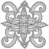 Coloring Pages Henna Floral Doodles Mehndi Elements Adults Abstract Paisley Mandala Illustration Vector Preview sketch template