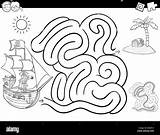 Maze Pirata Labirinto Pirati Labyrinth Gioco Libro Piraten Irrgarten sketch template