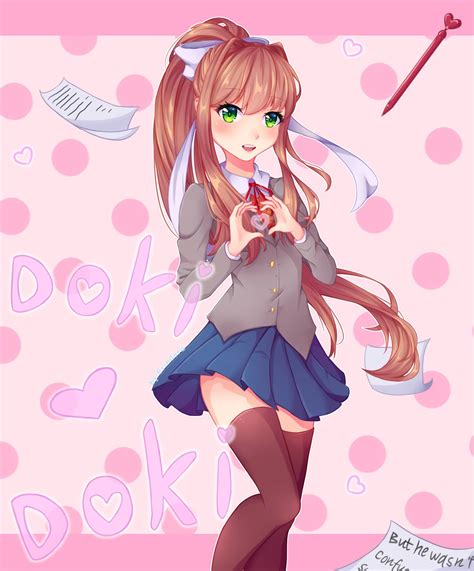 cute monika art  talented erindora ddlc monika literature club