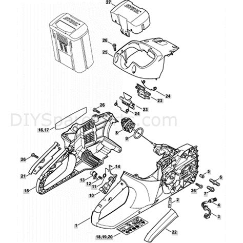 stihl msa   bq cordless chainsaw msa   bq parts diagram handle housing