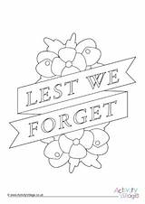 Colouring Lest Remembrance Anzac Poppies Banner sketch template