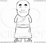 Monk Buddhist Clipart Pleasant Coloring Cartoon Vector Outlined Cory Thoman Royalty 1024px 05kb 1080 sketch template