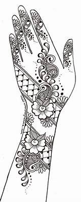 Henna Coloring Designs Hand Pages Tattoo Stencils Arm Indian Mehndi Printable Lace Simple Colouring sketch template