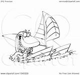Catamaran Shark Outline Sailing Clip Royalty Cartoon Illustration Toonaday Rf Ron Leishman Clipart sketch template