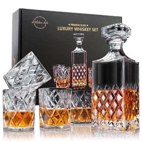 Buy Lighten Life Whiskey Decanter Set Italian Style Decanter Set With 4