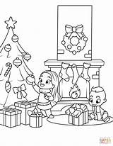 Coloring Fireplace Christmas Pages Tree Kids Near Printable Drawing Color Getcolorings Getdrawings Print sketch template