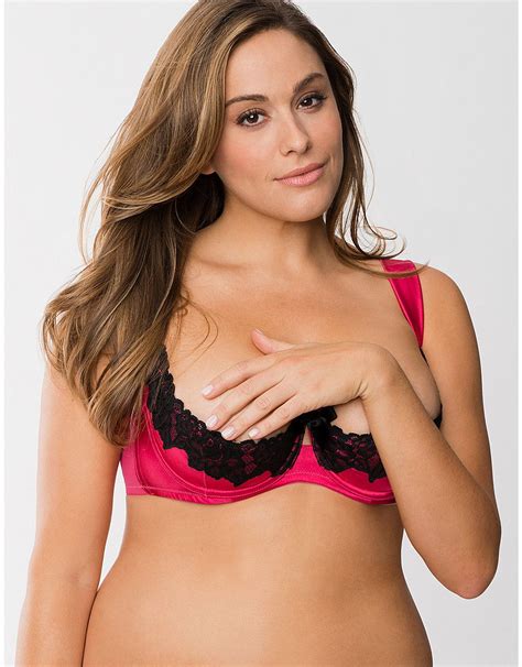 Satin And Lace Quarter Cup Bra By Cacique Lane Bryant Behind Closed