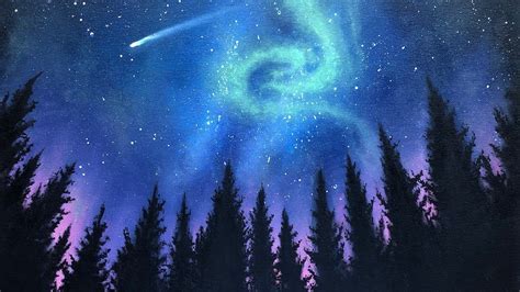 painting  night sky   northern lights aurora youtube