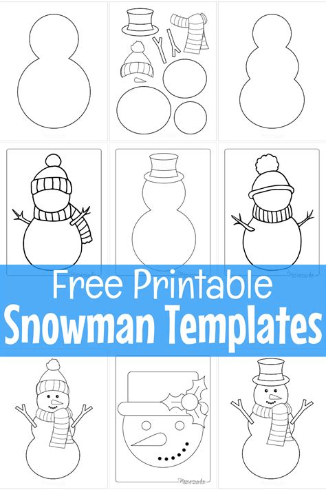 printable build  snowman template printable templates