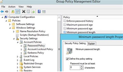 configuring  domain password policy   active directory windows