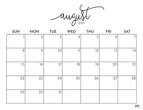 august  calendars   printables printabulls