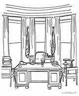 House Living Quarters Coloring Oval Office Source sketch template