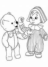 Teddy Bear Coloring Boy Play Little Puppet Glove sketch template