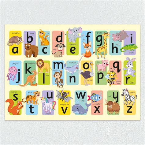 alphabet poster beautifully illustrated english phonics poster  schools