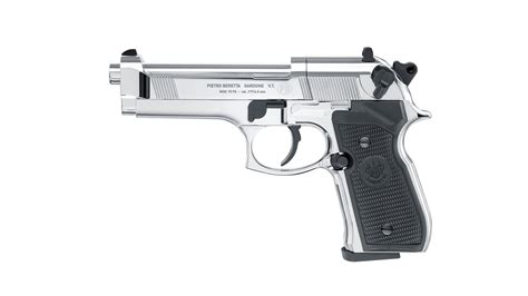 Beretta 92fs Co2 Polished Chrome Black Grips Air Pistol