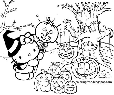 kitty halloween coloring page part