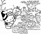 Kitty Halloween Hello Coloring Pages Printable Graveyard Color Drawing Kids Simple Print Draw Old Printout Drawings Cute Easy Jack Clipart sketch template