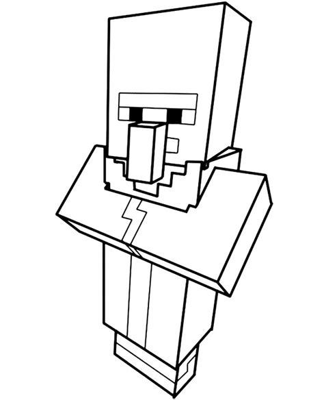 printable coloring page minecraft villager topcoloringpagesnet