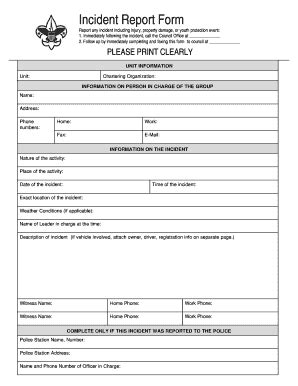 incident report  fill  printable fillable blank pdffiller