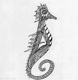 Seahorse Zentangle Coloring Adult sketch template