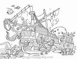 Ship Sunken Shipwreck Pirate sketch template