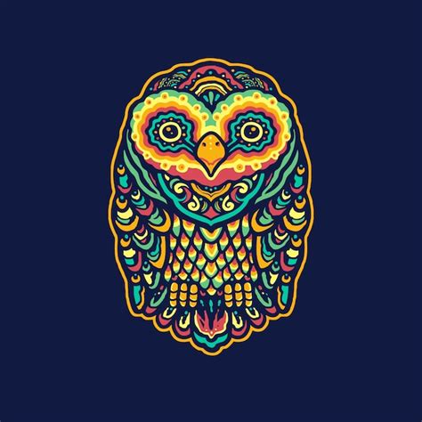 premium vector colorful owl mandala illustration